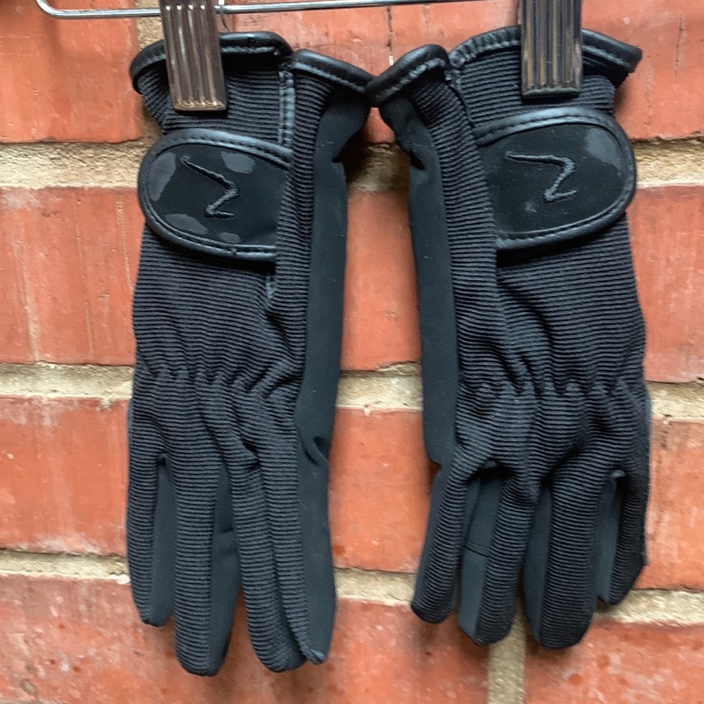 Horze black riding show gloves